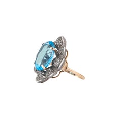 Modern 7.55ct Blue Topaz and Diamond Solitaire Ring, Silver, India