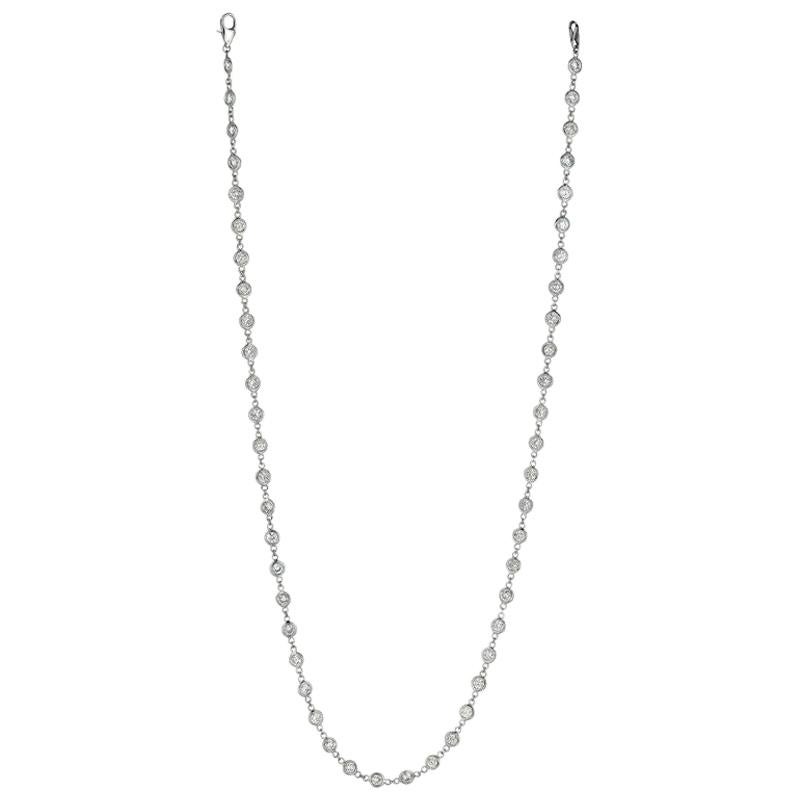 7.55 Carat Diamond by the Yard Necklace G SI 14 Karat White Gold 15 Pointer For Sale
