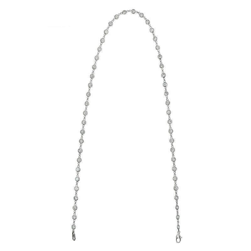 Contemporary 7.55 Carat Diamond by the Yard Necklace G SI 14 Karat White Gold 15 Pointer For Sale