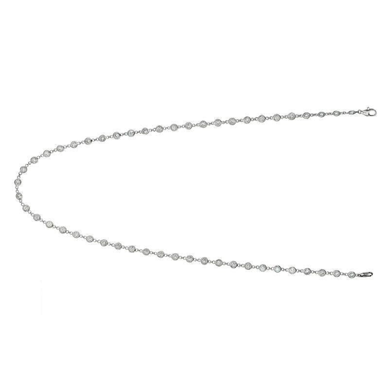 Round Cut 7.55 Carat Diamond by the Yard Necklace G SI 14 Karat White Gold 15 Pointer For Sale