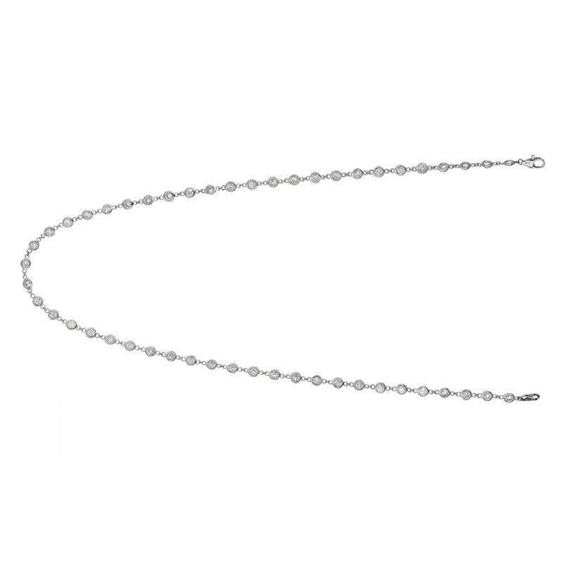 Taille ronde Collier à 15 pointes en or blanc 14 carats avec diamants de 7,55 carats G SI en vente