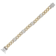 7.55 Carat Diamond Pave Men's Link Bracelet 14 Karat in Stock