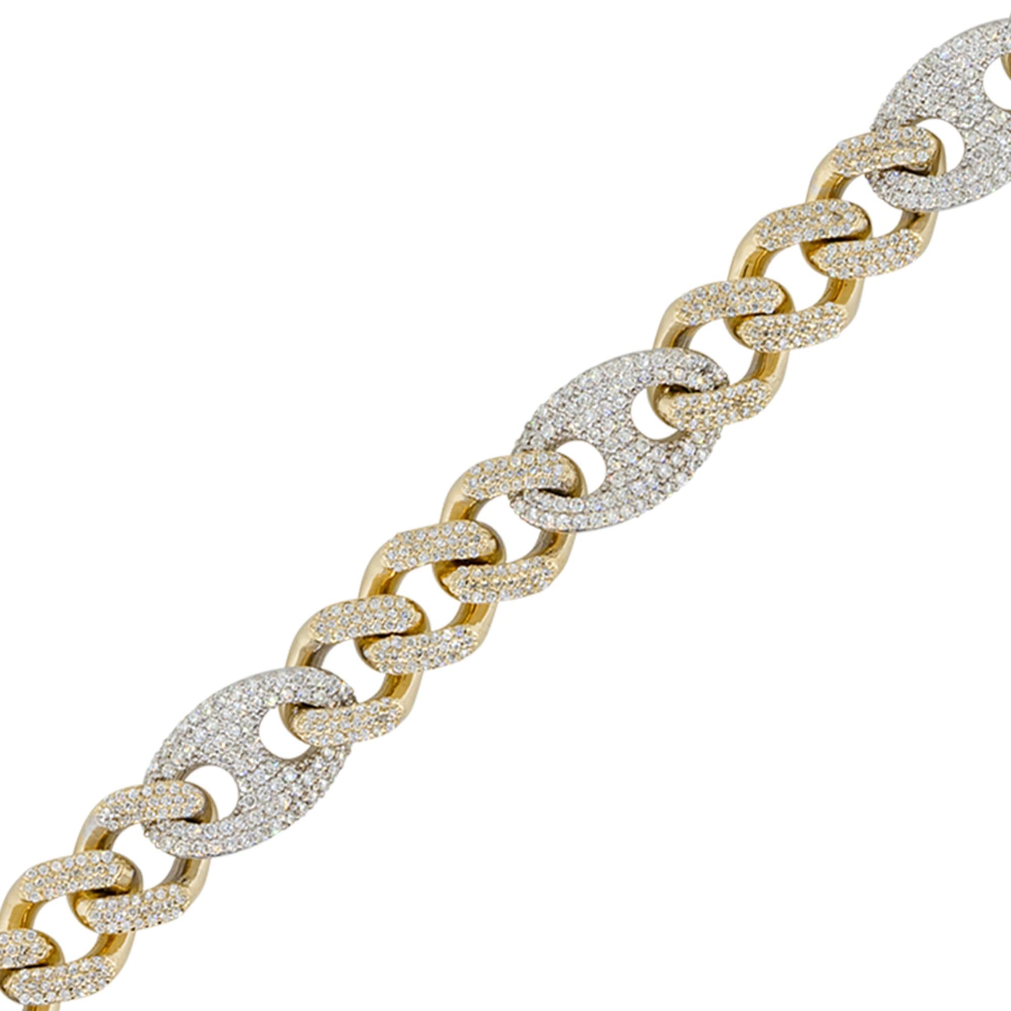 Material: 18k White gold
Diamond details: Approx. 7.55ctw of round cut diamonds. Diamonds are G/H in color and VS in clarity
Clasps: Tongue in box
Total Weight: 71.8g (46.2dwt)
Bracelet measurements: 9