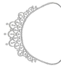 7.55 Carat Natural Diamond Necklace by Designer 14 Karat White Gold G SI