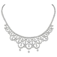 7.55 Carat Natural Diamond Necklace by Designer 14 Karat White Gold G SI