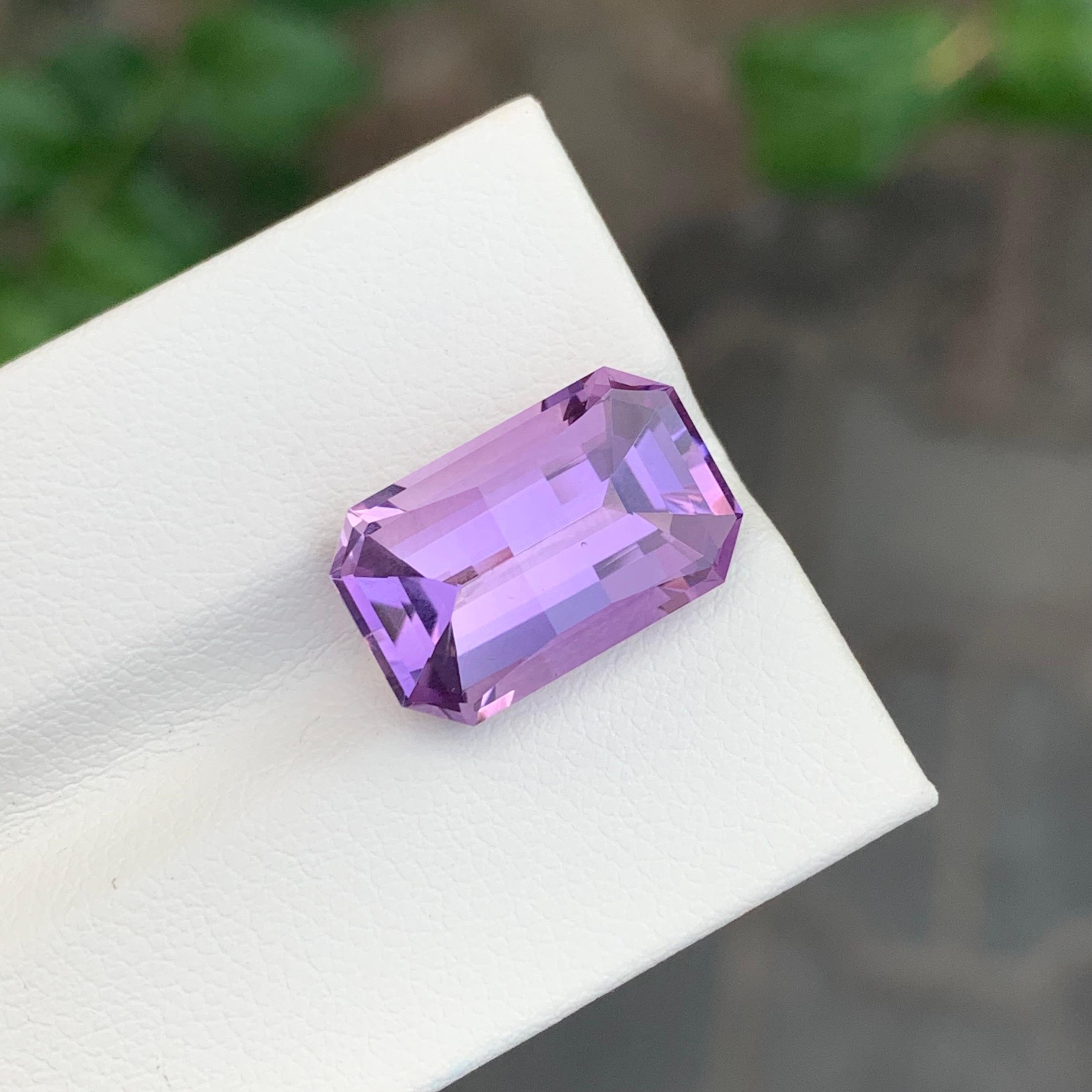 7.55 Karat natürlicher loser Amethyst Smaragd Form Edelstein im Angebot 5