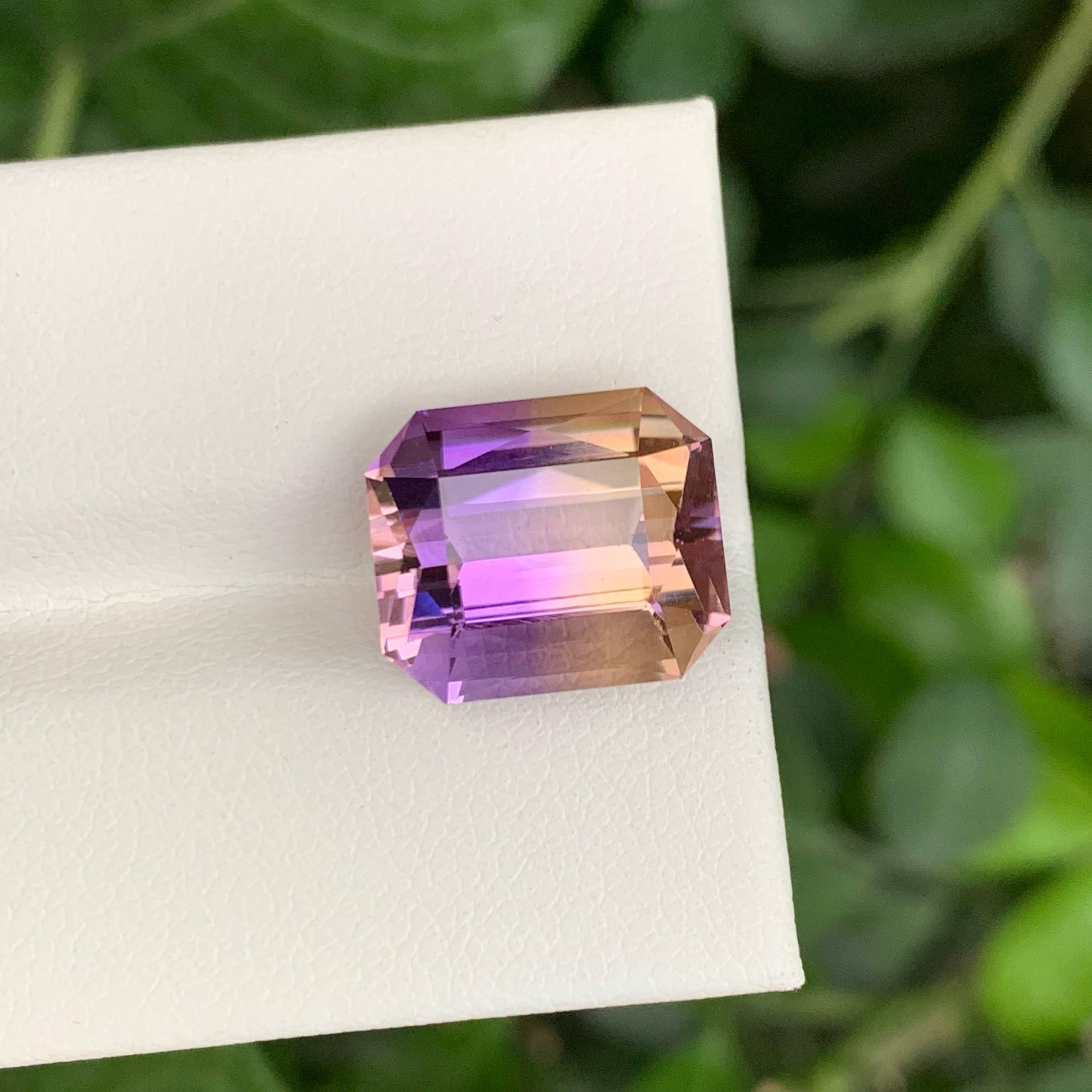7.55 Carat Natural Loose Bi Color Ametrine Stone Emerald Cut Bolivian Gemstone For Sale 6