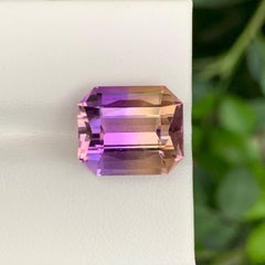 7.55 Carat Natural Loose Bi Color Ametrine Stone Emerald Cut Bolivian Gemstone
