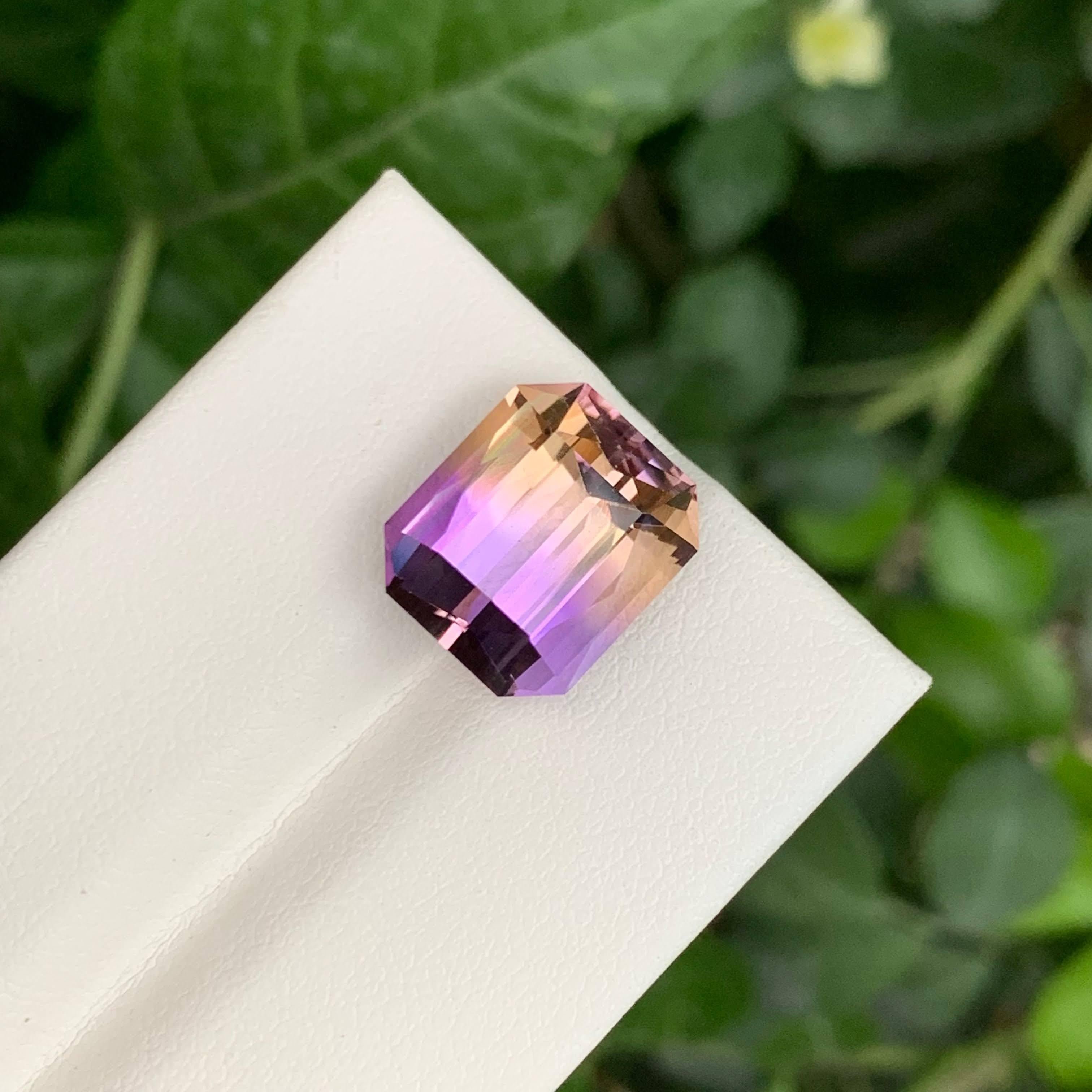 7.55 Carat Natural Loose Bi Color Ametrine Stone Emerald Cut Bolivian Gemstone For Sale 1