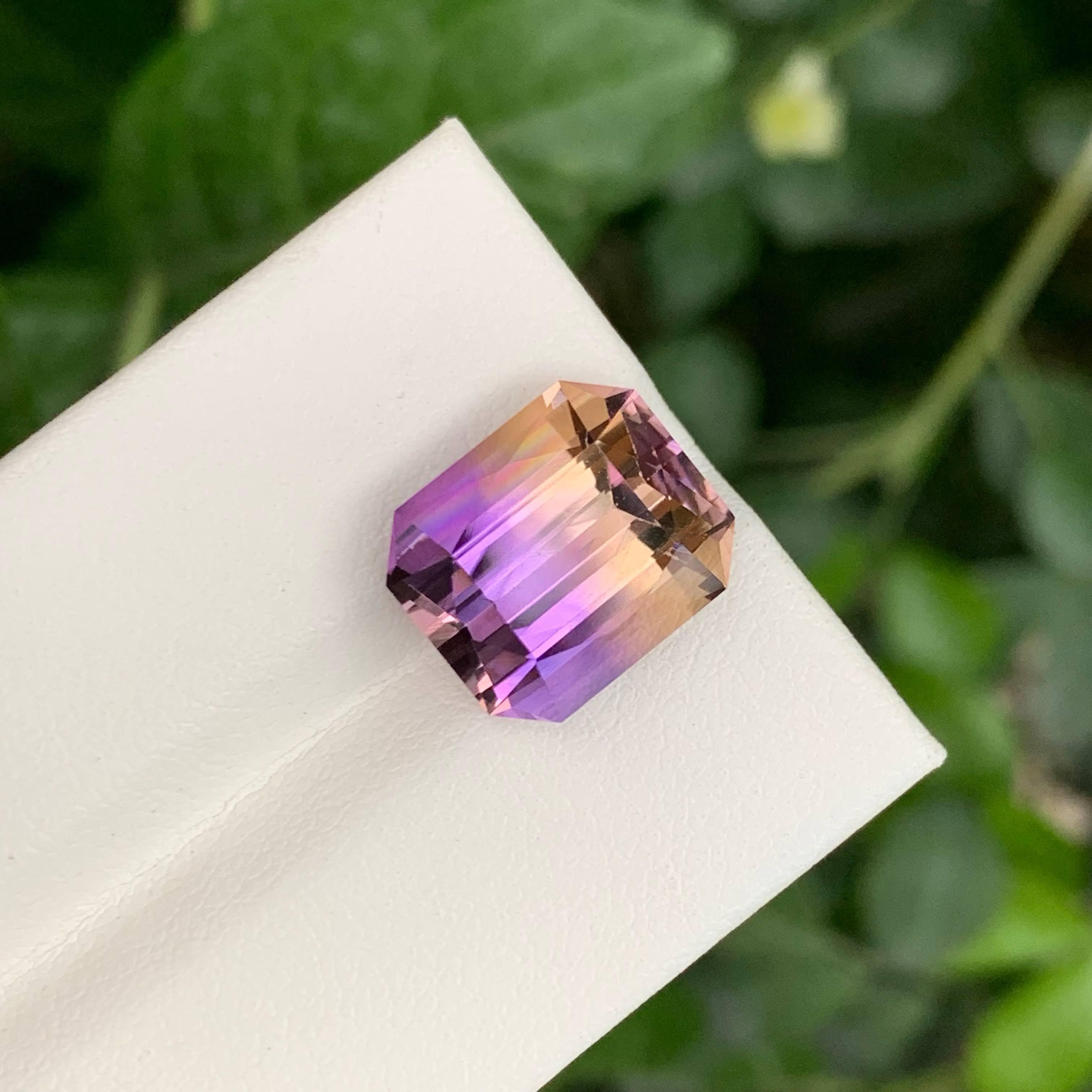 7.55 Carat Natural Loose Bi Color Ametrine Stone Emerald Cut Bolivian Gemstone For Sale 3