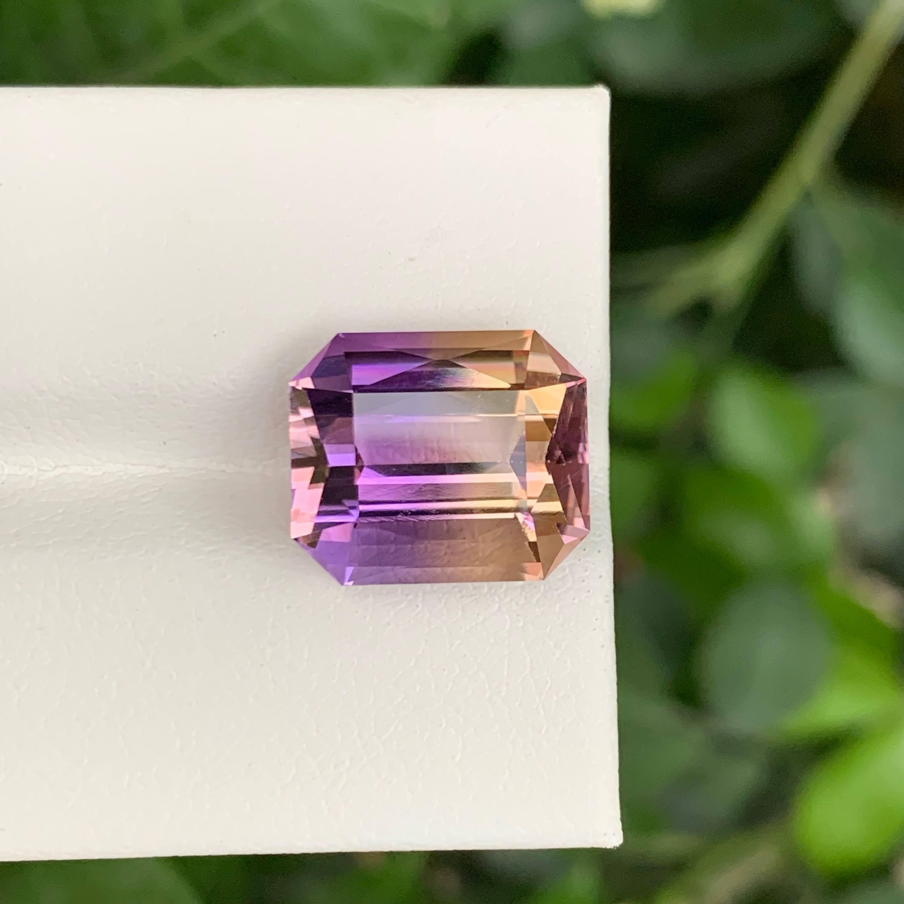 7.55 Carat Natural Loose Bi Color Ametrine Stone Emerald Cut Bolivian Gemstone For Sale 4