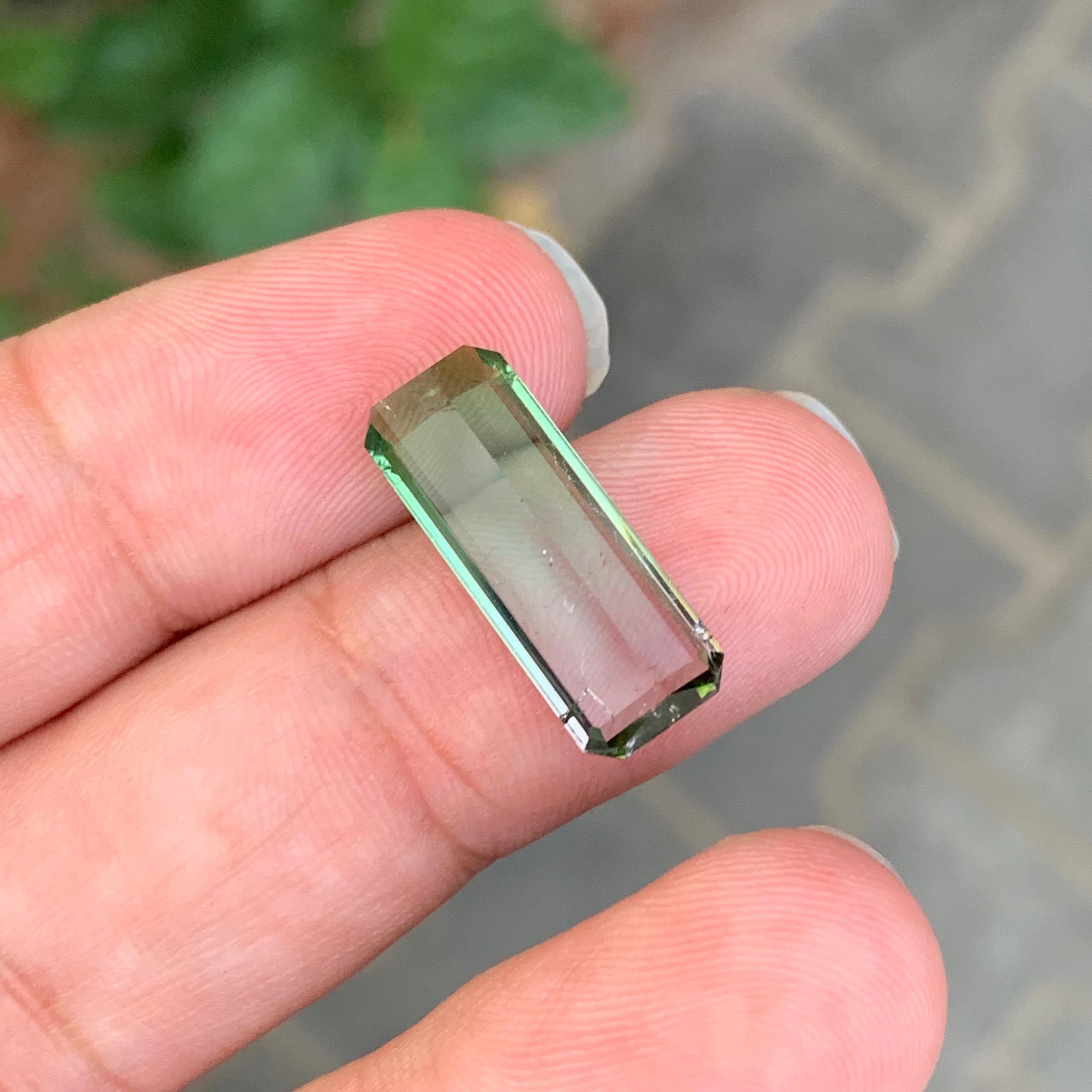 7.55 Carat Natural Loose Bi Colour Tourmaline Long Emerald Shape Gemstone For Sale 4