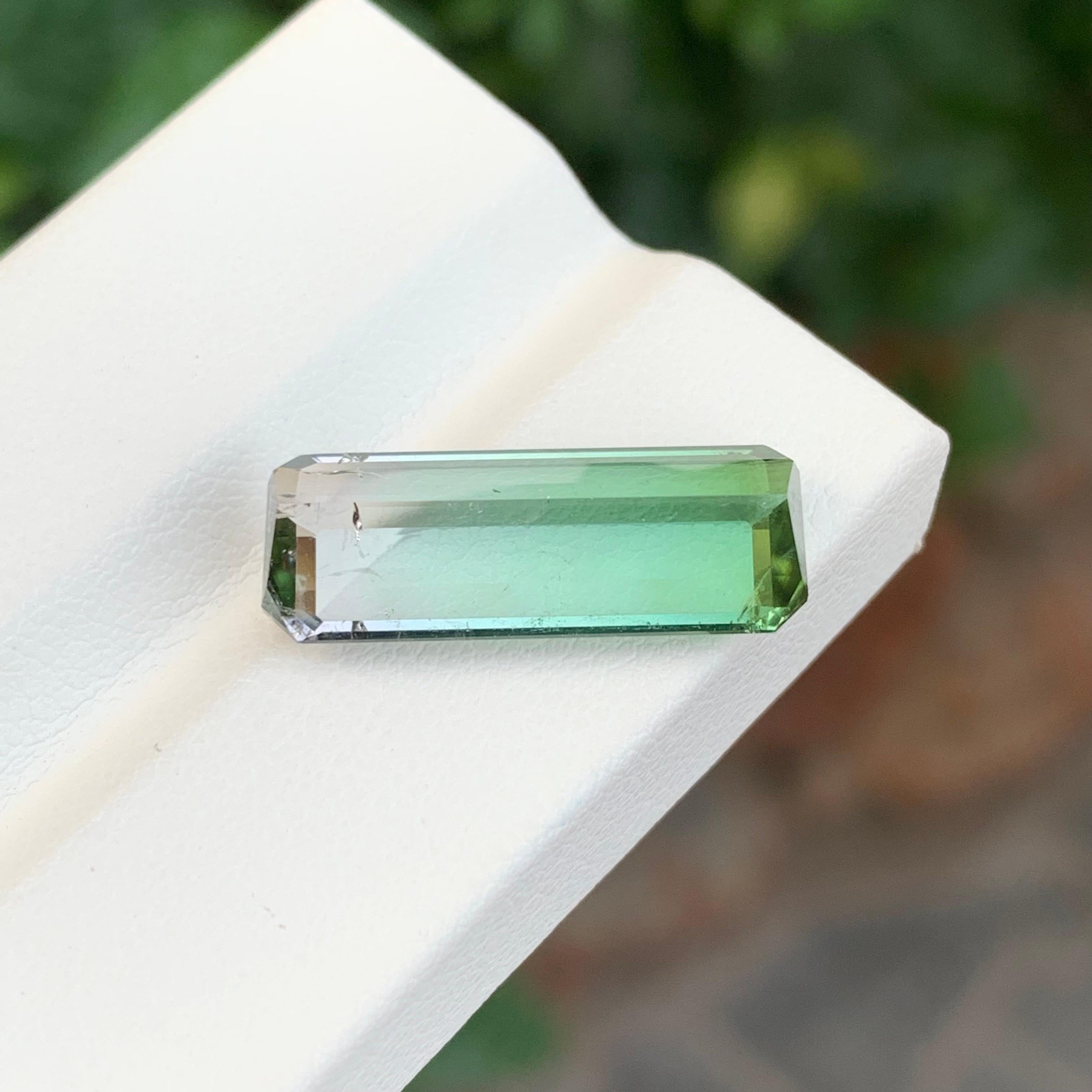 7.55 Carat Natural Loose Bi Colour Tourmaline Long Emerald Shape Gemstone For Sale 5