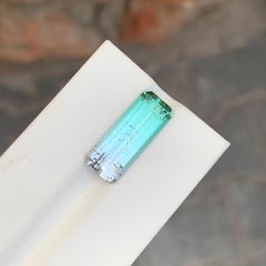 7.55 Carat Natural Loose Bi Colour Tourmaline Long Emerald Shape Gemstone
