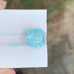 7.55 Carat Natural Loose Blue Aquamarine Stone Asscher Cut Pakistani Gemstone