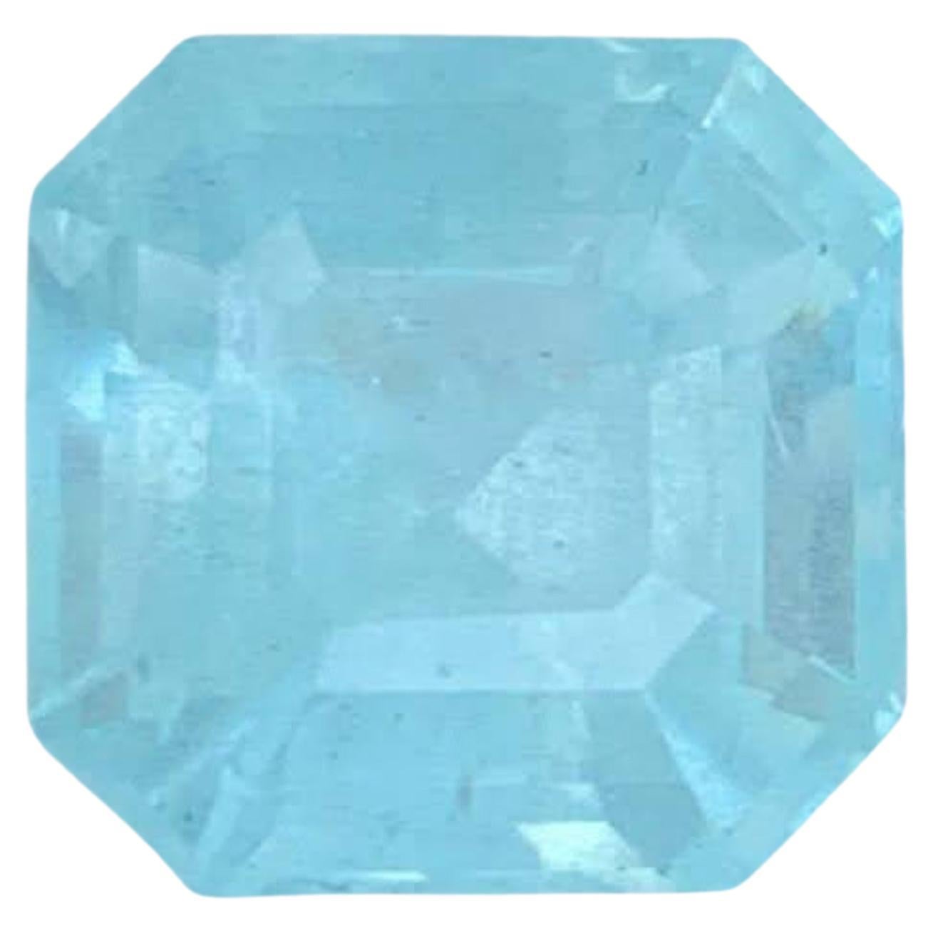 7.55 Carat Natural Loose Blue Aquamarine Stone Asscher Cut Pakistani Gemstone For Sale