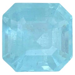 7.55 Carat Natural Loose Blue Aquamarine Stone Asscher Cut Pakistani Gemstone