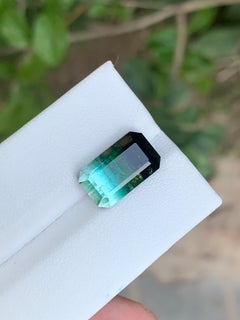 7.55 Carat Natural Loose Parti Tourmaline Emerald Shape Gemstone (pierre précieuse en forme d'émeraude)
