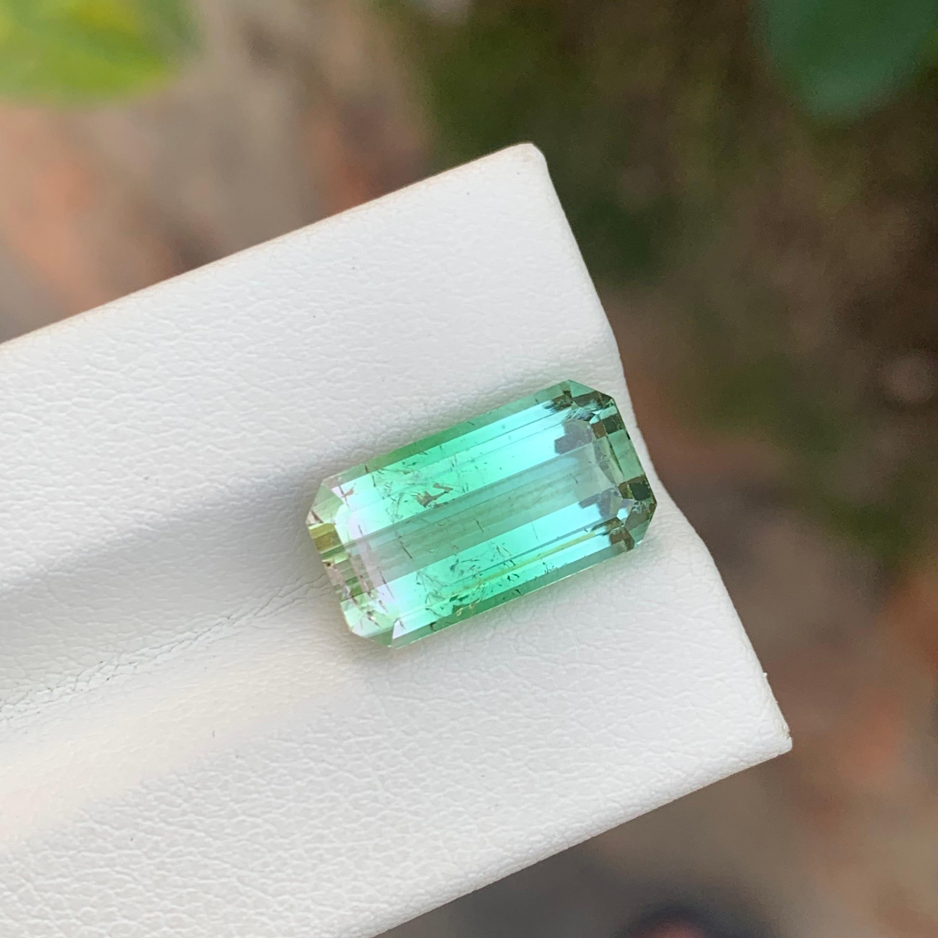 7.55 Carat Natural Loose Tri Colour Tourmaline Emerald Shape Gemstone For Sale 4