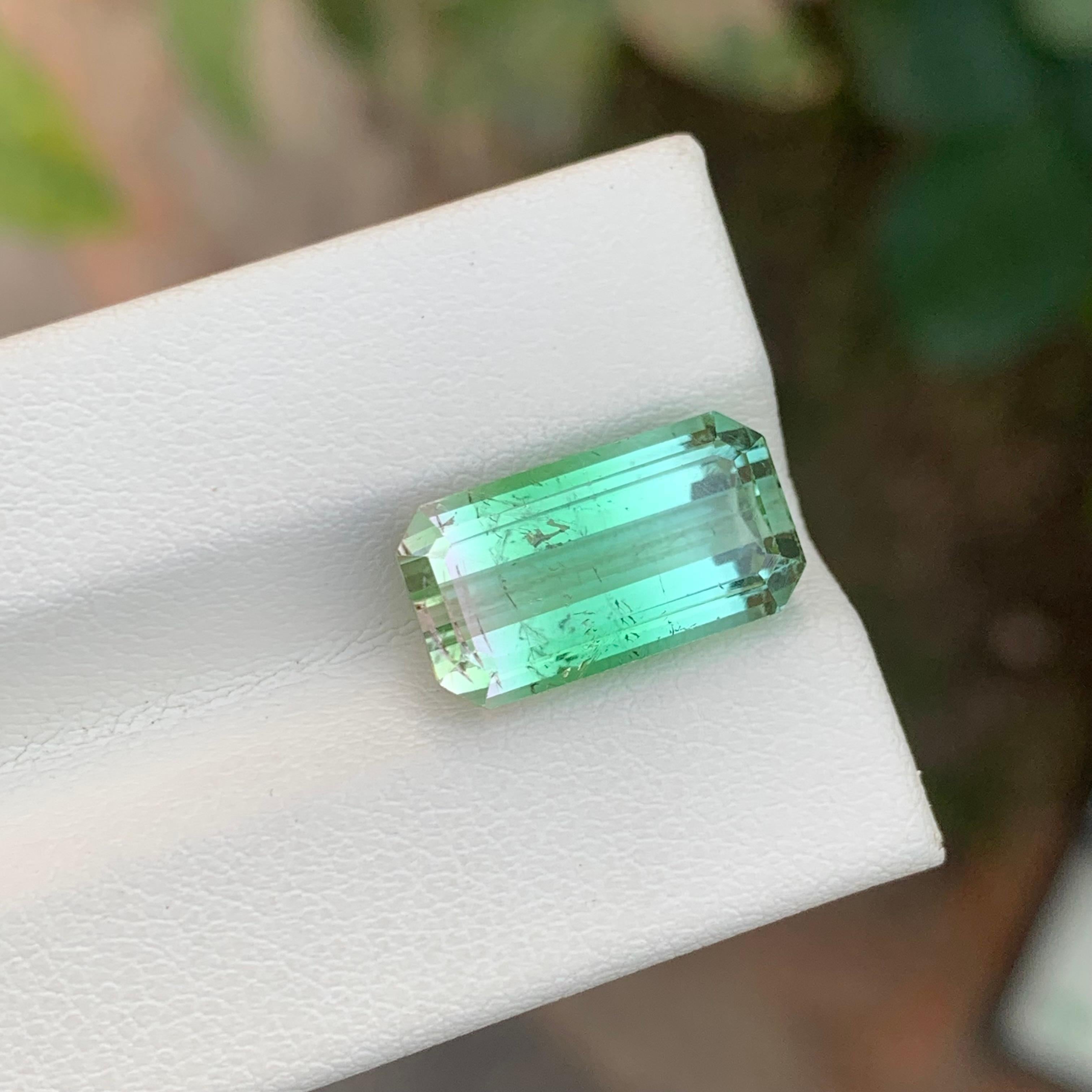 7.55 Carat Natural Loose Tri Colour Tourmaline Emerald Shape Gemstone For Sale 5