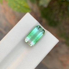 7.55 Carat Natural Loose Tri Colour Tourmaline Emerald Shape Gemstone