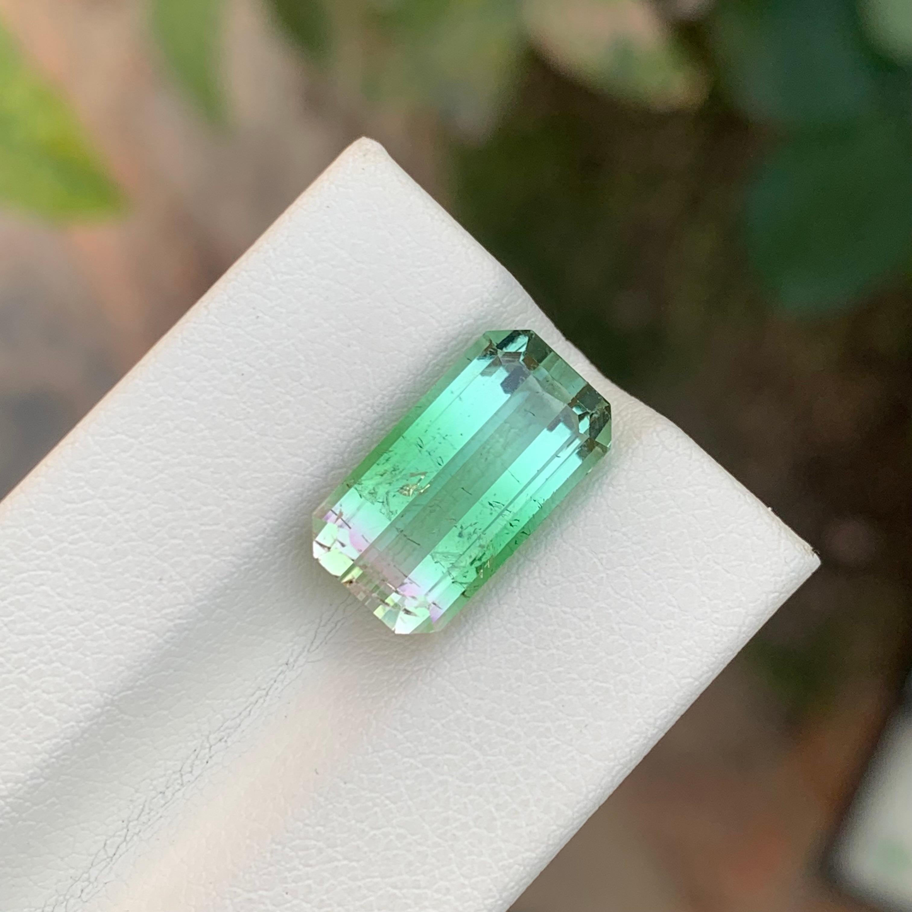 7.55 Carat Natural Loose Tri Colour Tourmaline Emerald Shape Gemstone For Sale 1
