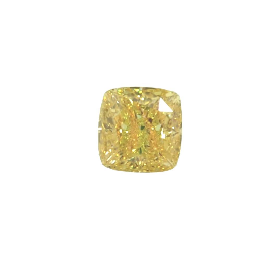 7.55 Ct Fancy Vivid Yellow Natural Diamond Cushion Cut For Sale 2