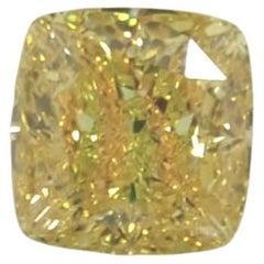 7.55 Ct Fancy Vivid Yellow Natural Diamond Cushion Cut