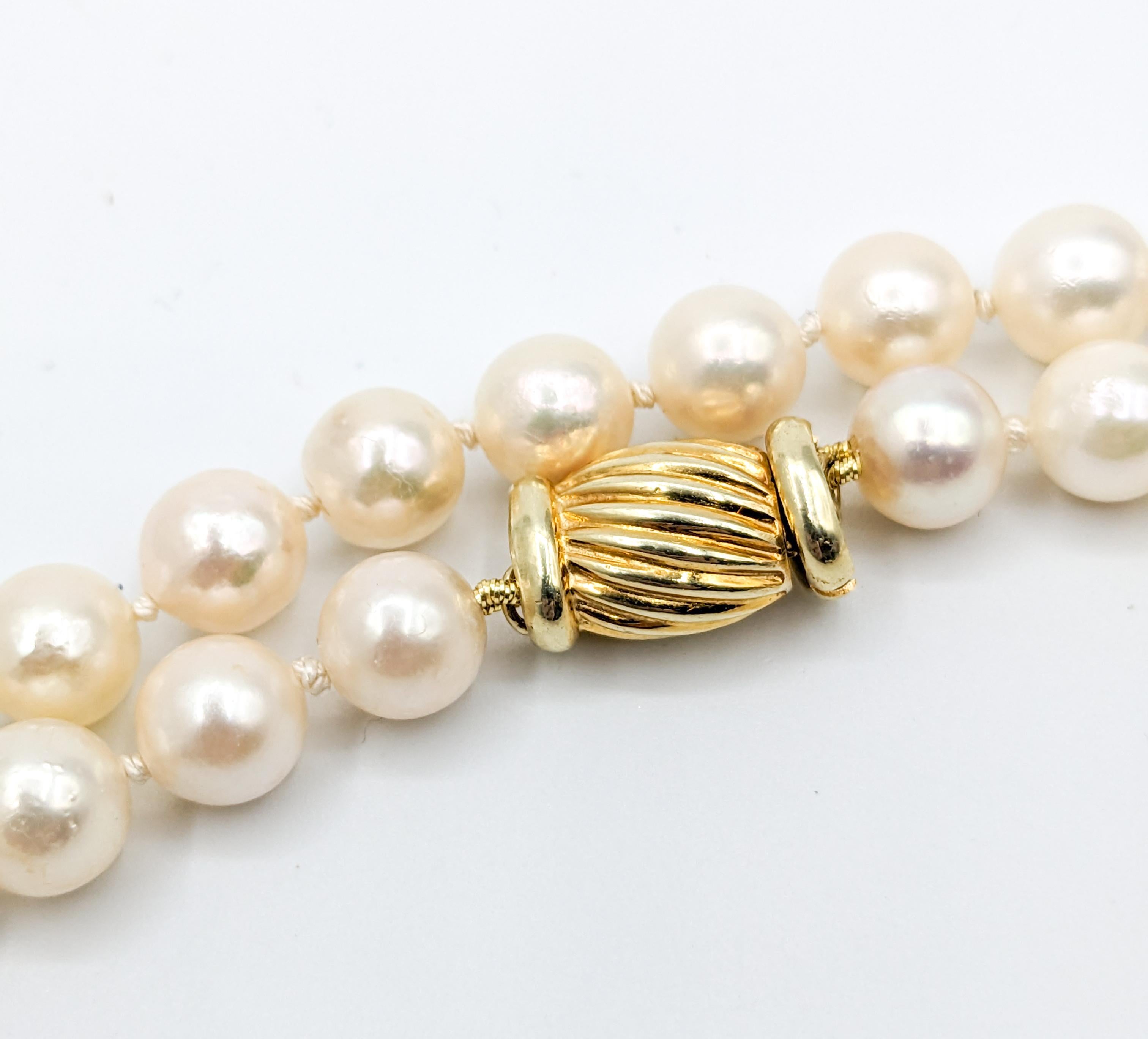 Modern 7.55mm Akoya Pearl 37 Inch Strand Necklace For Sale