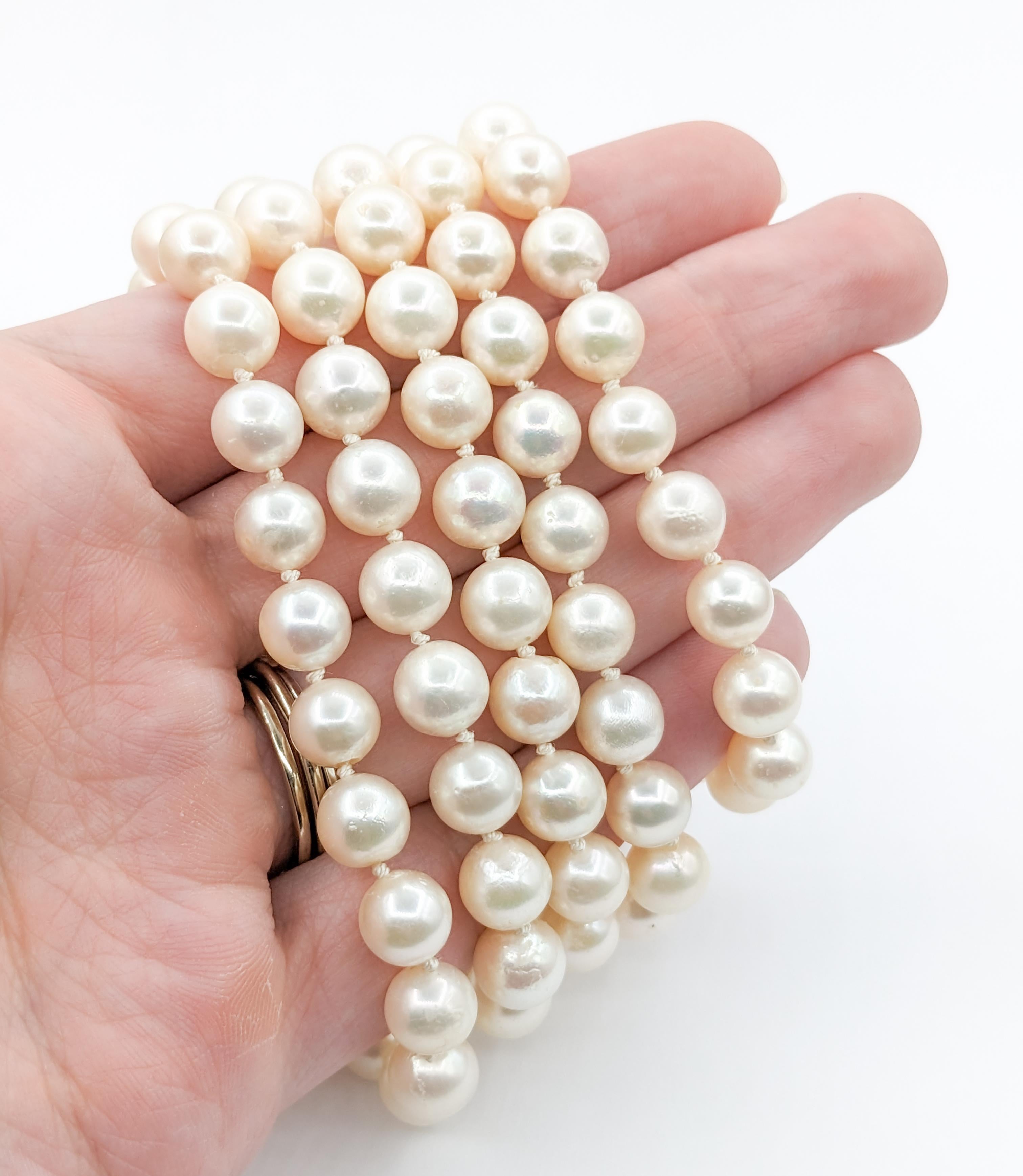 Women's 7.55mm Akoya Pearl 37 Inch Strand Necklace For Sale