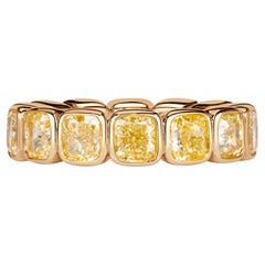 7.56 Carat Cushion Band Fancy Yellow 18K Yellow Gold Colour-Collector’s Treasure