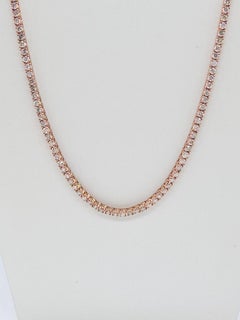MARKDOWN, 7.56ct Round Diamond 14K Rose Gold Tennis Necklace, 18"