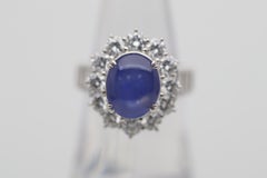 7.56 Carat Star Sapphire Diamond Platinum Ring