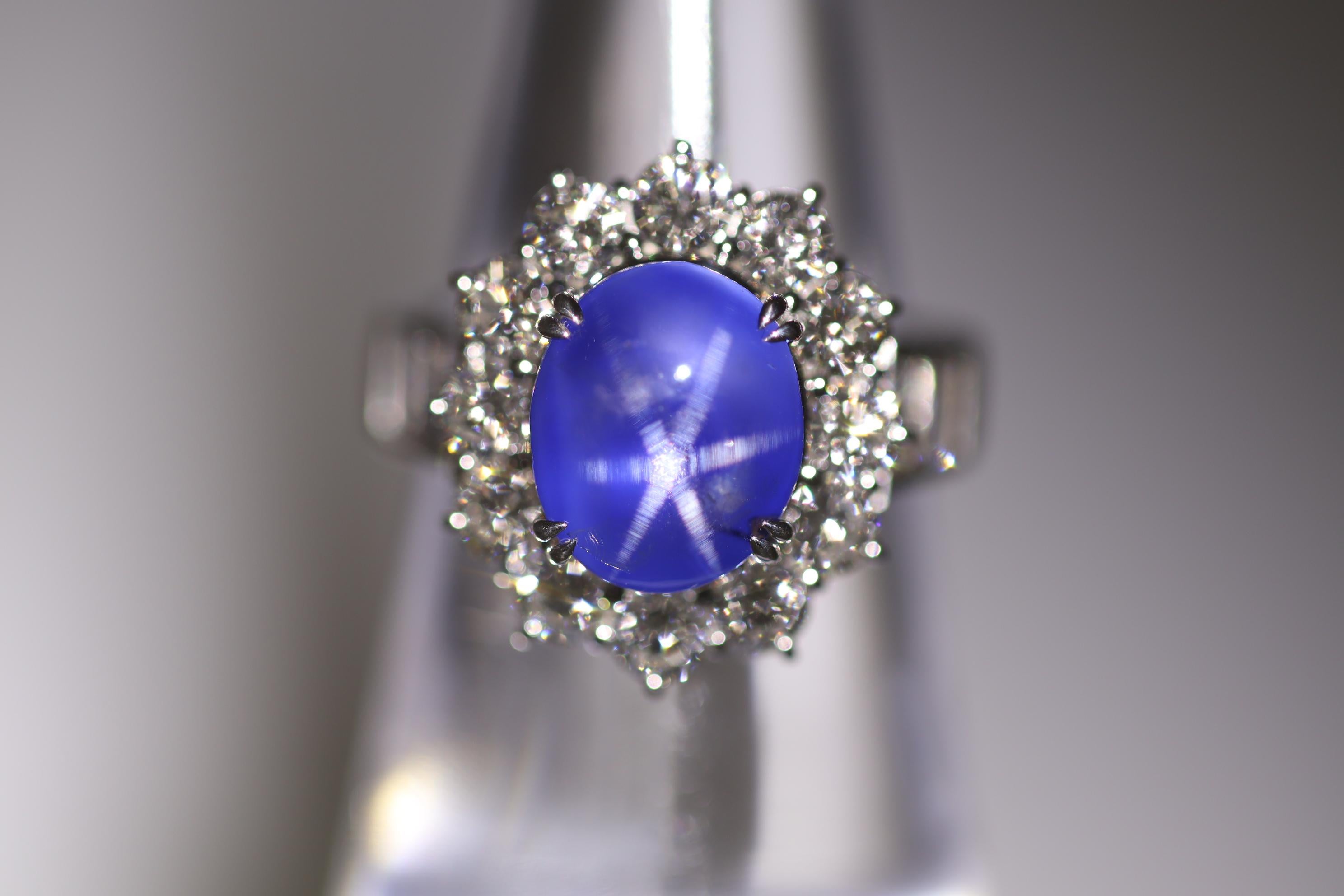 star sapphire ring with diamonds