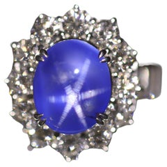 Platinring mit 7.56 Karat Stern-Saphir-Diamant