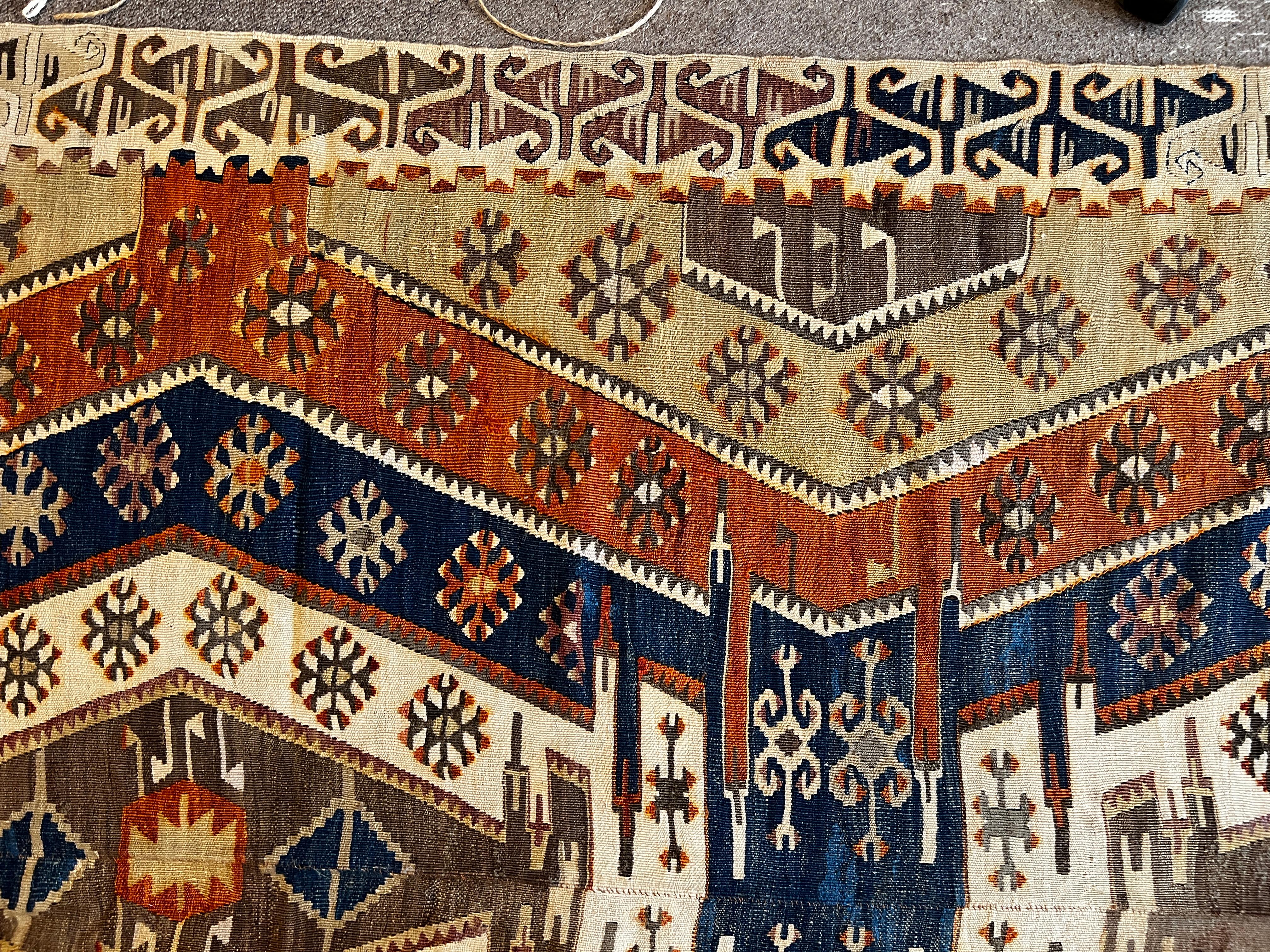 756 - Schöner türkischer Flachteppich oder Kelim aus der Mitte des 19. Jahrhunderts im Angebot 3