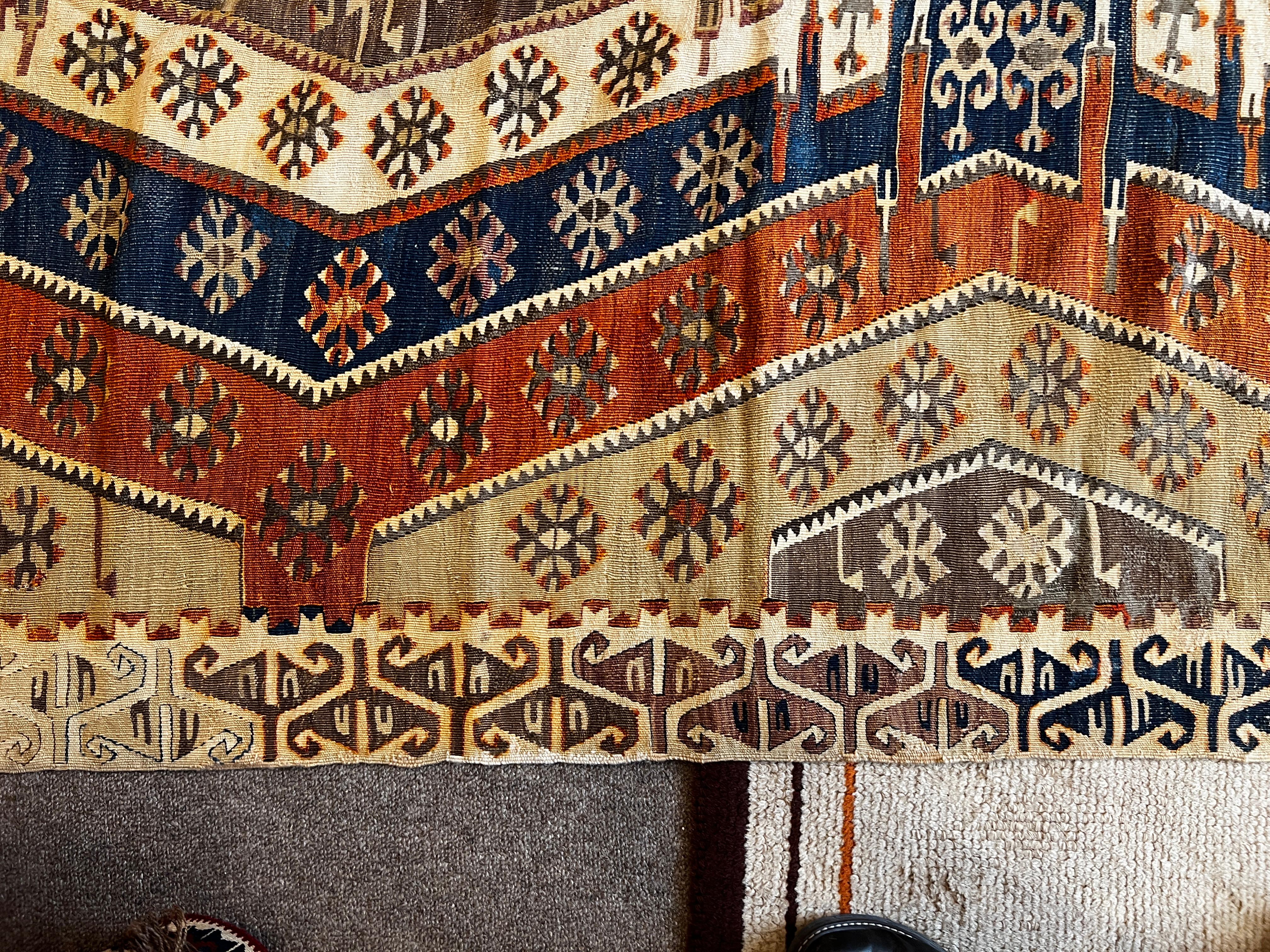 756 - Schöner türkischer Flachteppich oder Kelim aus der Mitte des 19. Jahrhunderts im Angebot 4