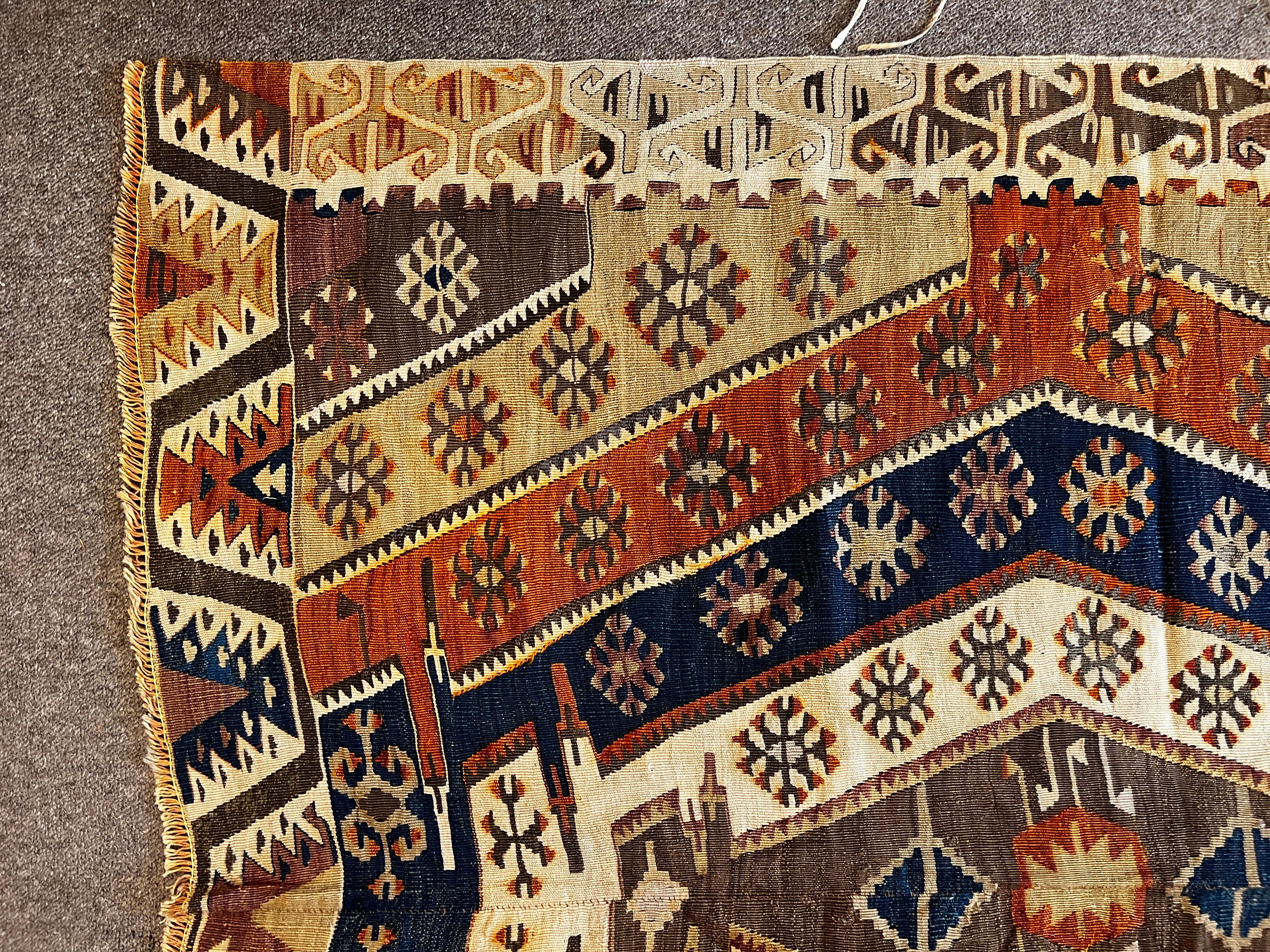 756 - Schöner türkischer Flachteppich oder Kelim aus der Mitte des 19. Jahrhunderts im Angebot 5