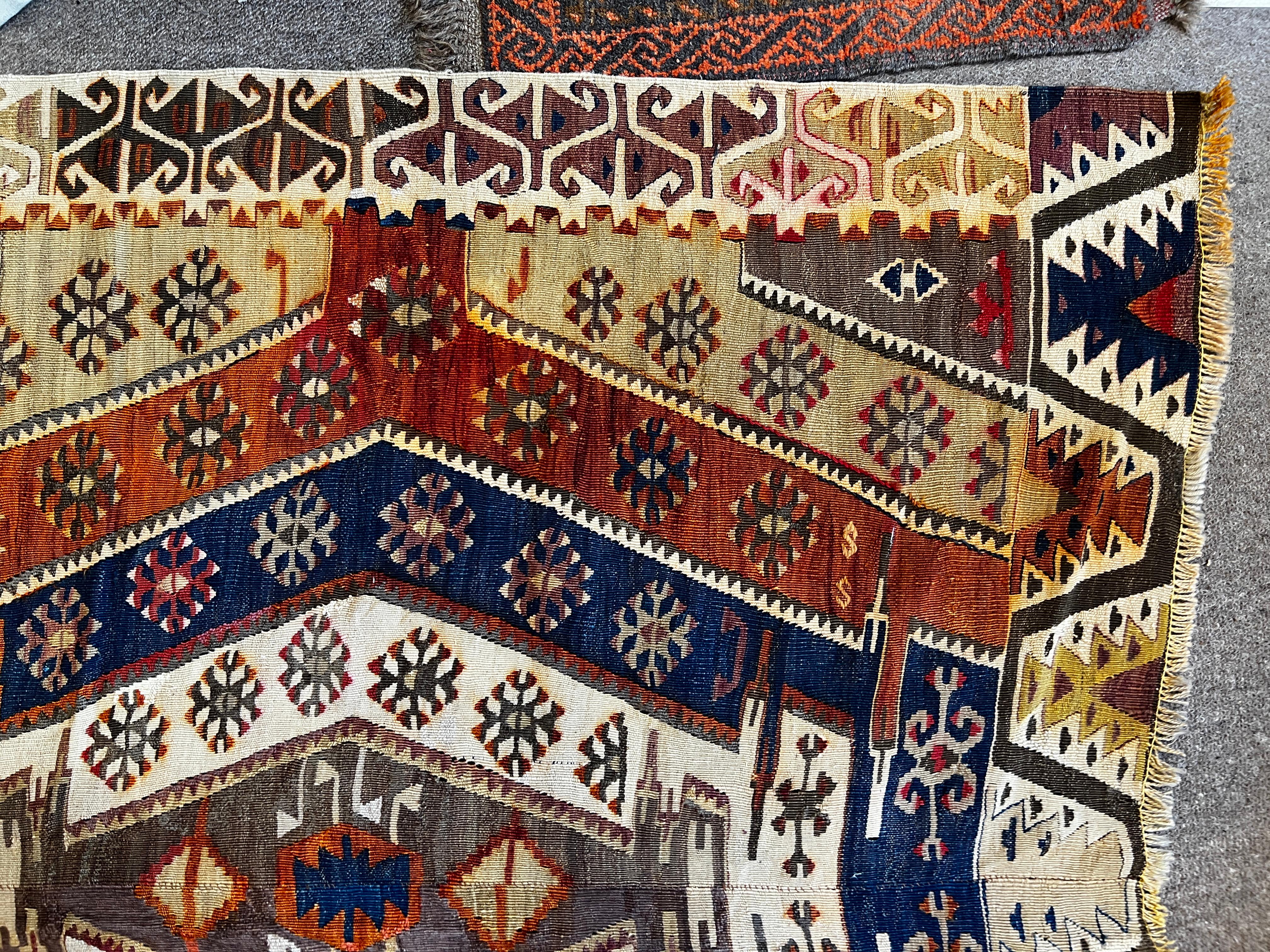 756 - Schöner türkischer Flachteppich oder Kelim aus der Mitte des 19. Jahrhunderts (Wolle) im Angebot