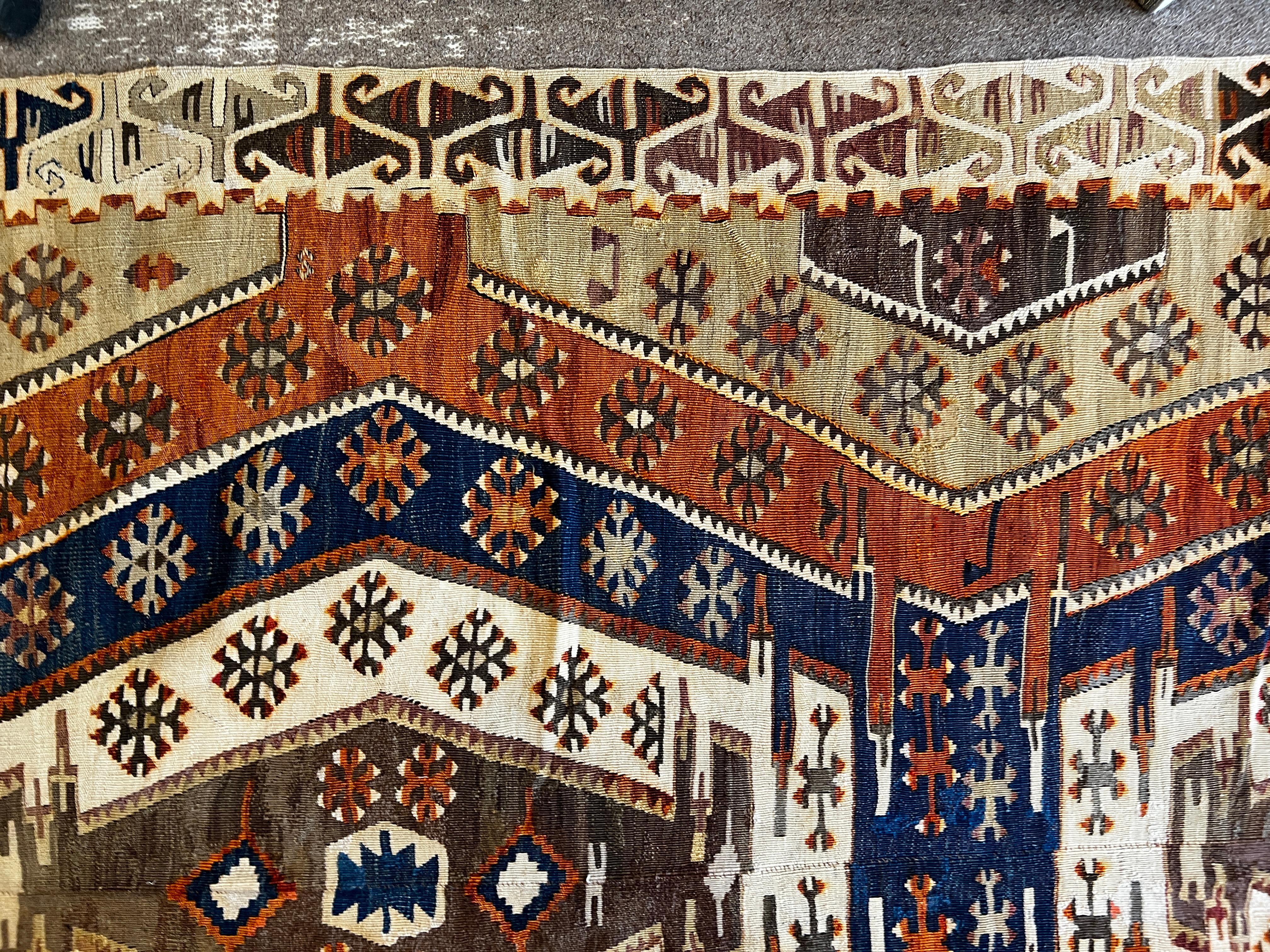 756 - Schöner türkischer Flachteppich oder Kelim aus der Mitte des 19. Jahrhunderts im Angebot 1