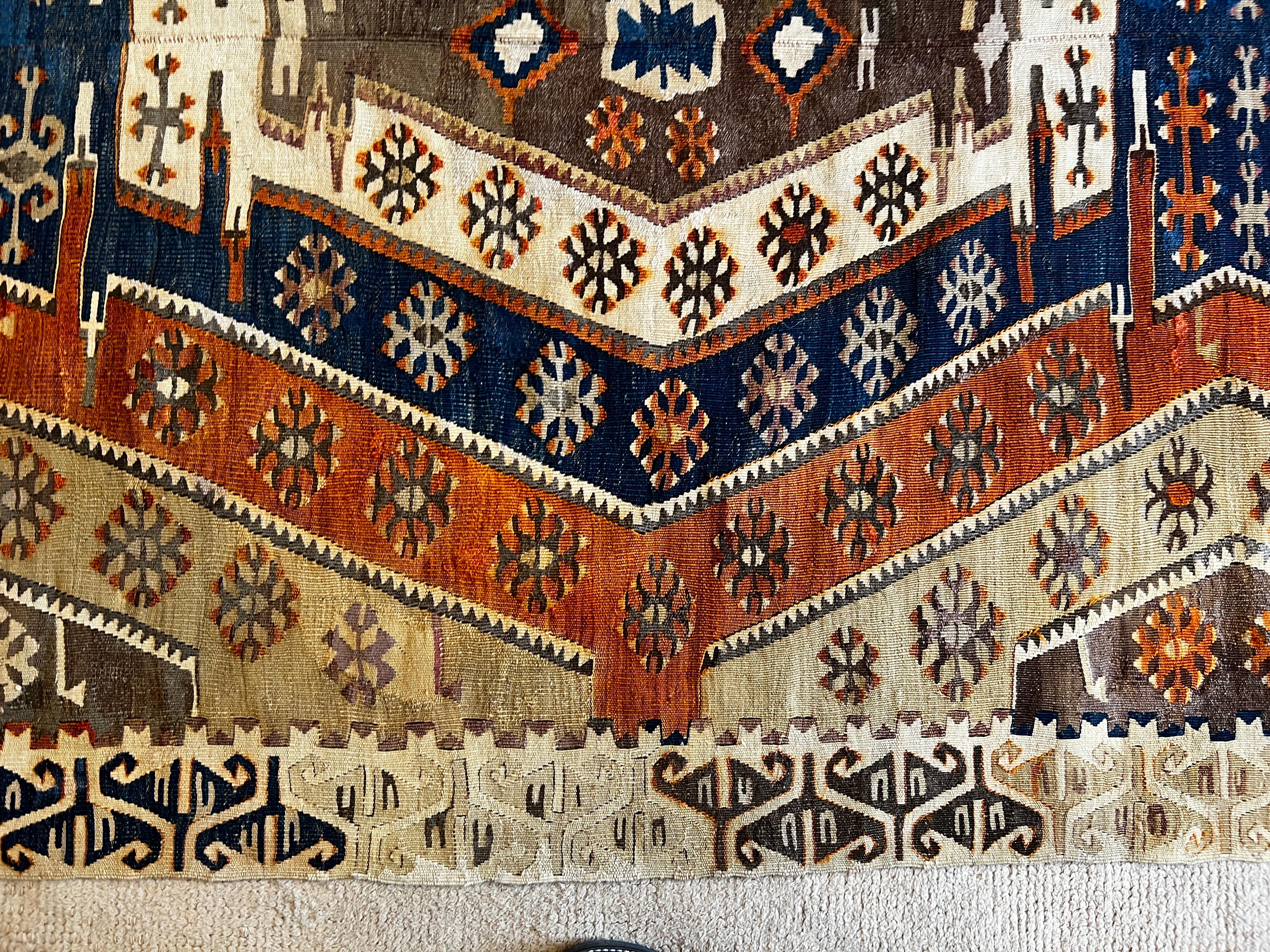 756 - Schöner türkischer Flachteppich oder Kelim aus der Mitte des 19. Jahrhunderts im Angebot 2