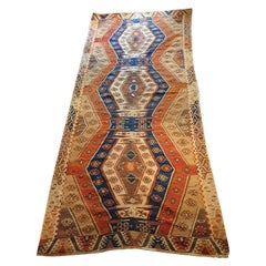 756 - Joli tapis turc plat ou Kilim du milieu du 19ème siècle