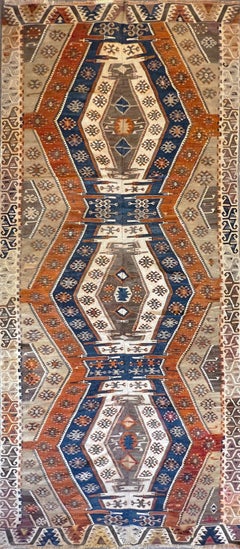 756 - Schöner türkischer Flachteppich oder Kelim aus der Mitte des 19. Jahrhunderts