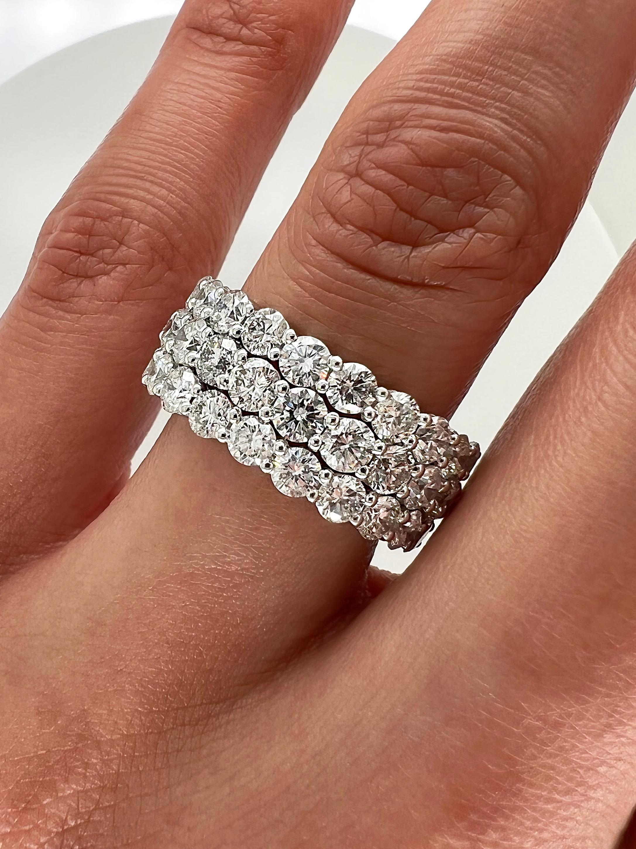 7.56 Total Carat Ladies Prong-Set Diamond Eternity Band In New Condition For Sale In New York, NY