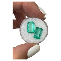 7.56tcw Elongated Matching Emerald Cut Colombian Pair 11x7 Genuine Loose Emerald