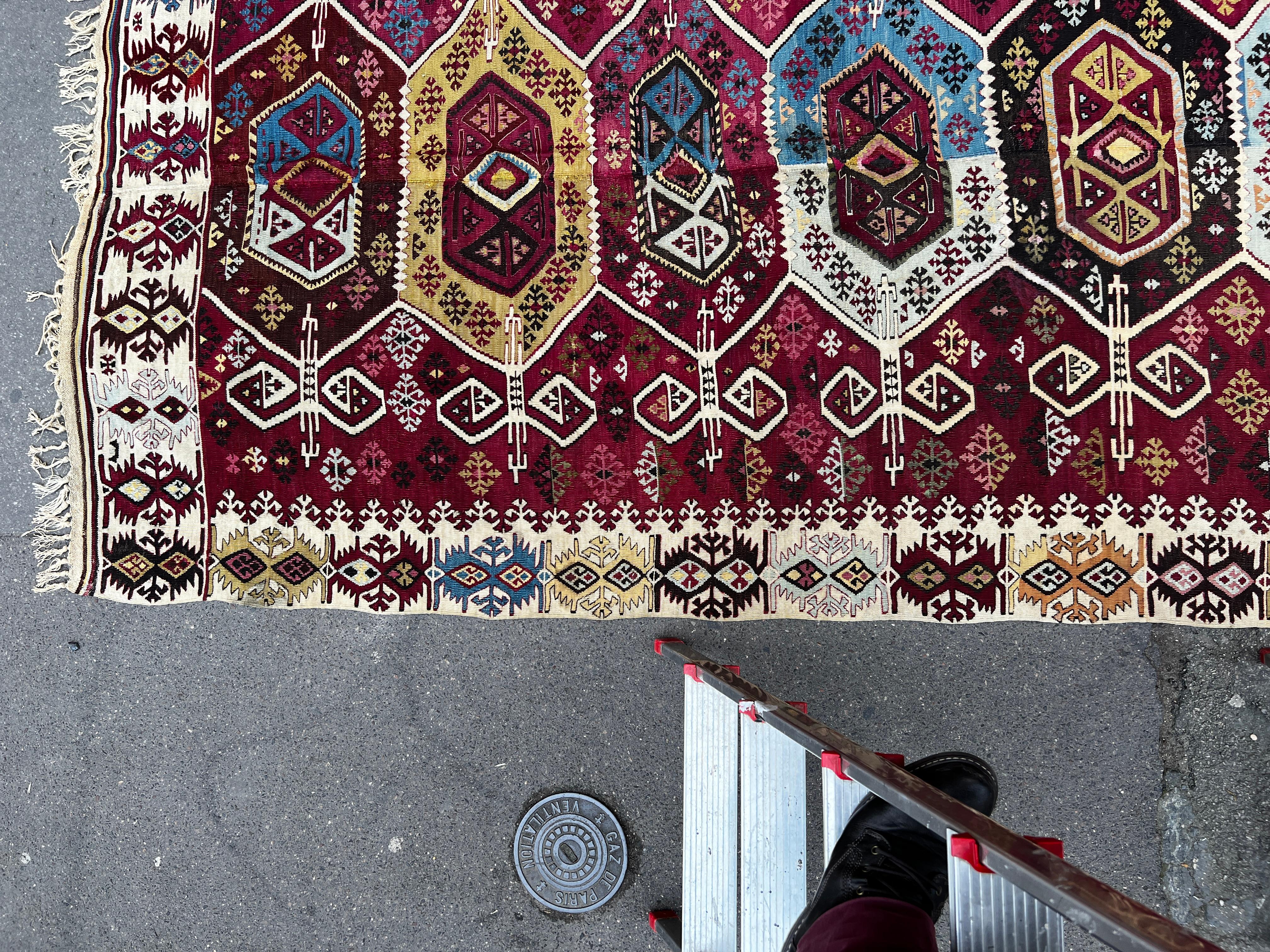 Turkestan 757 - Tappeto Kilim turco del XIX secolo in vendita