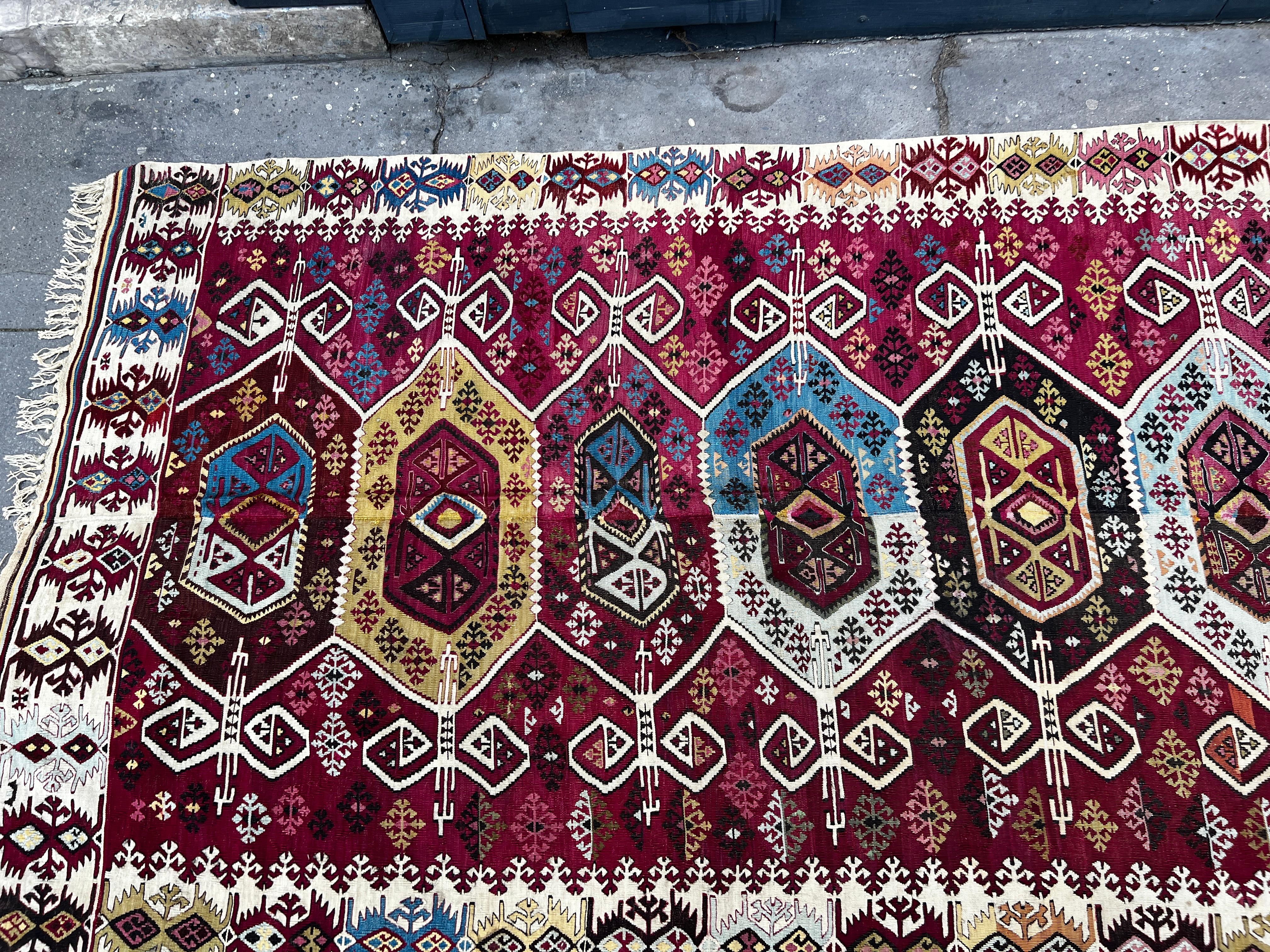 757 - Tappeto Kilim turco del XIX secolo In condizioni ottime in vendita a Paris, FR