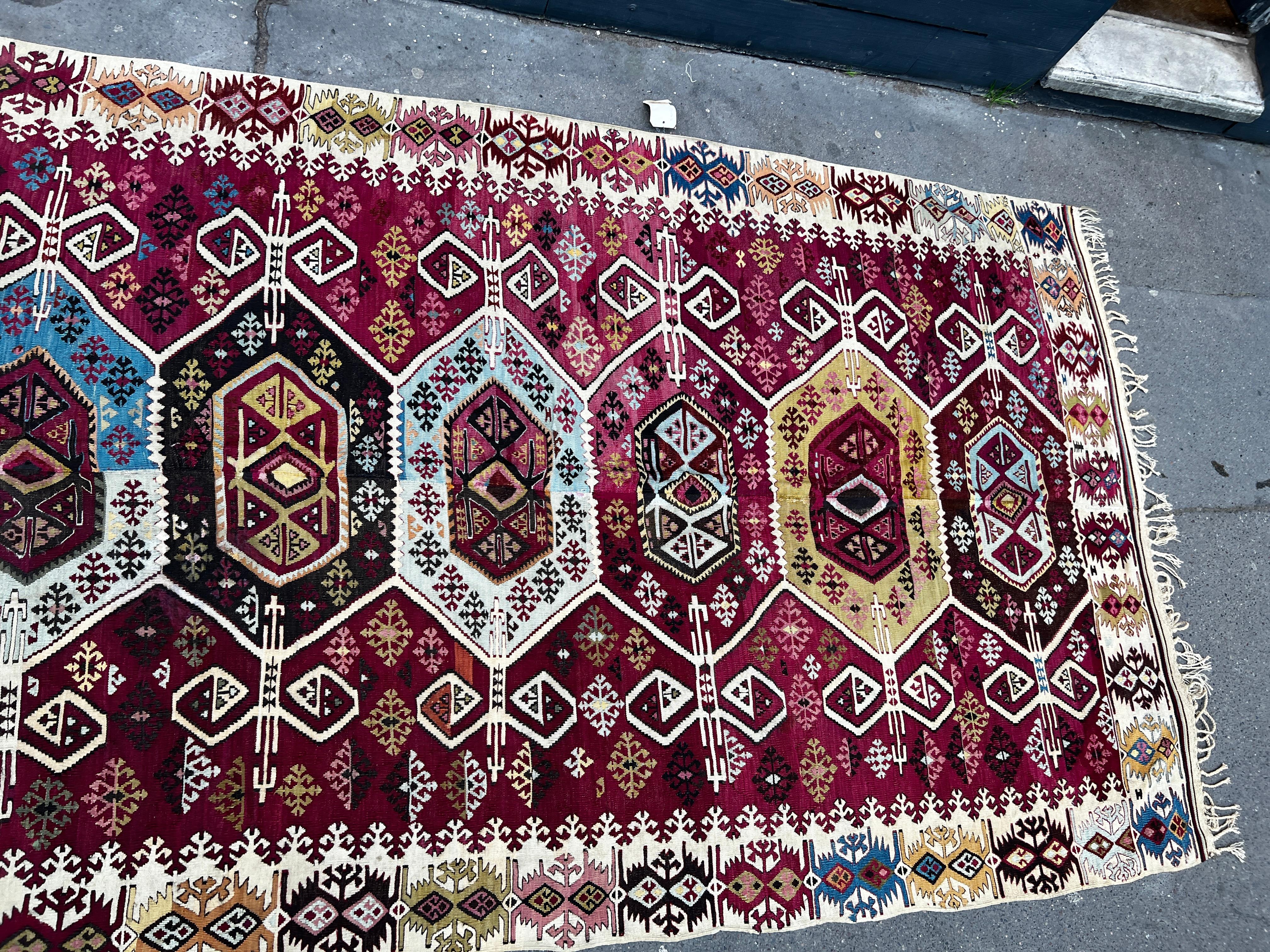 Lana 757 - Tappeto Kilim turco del XIX secolo in vendita
