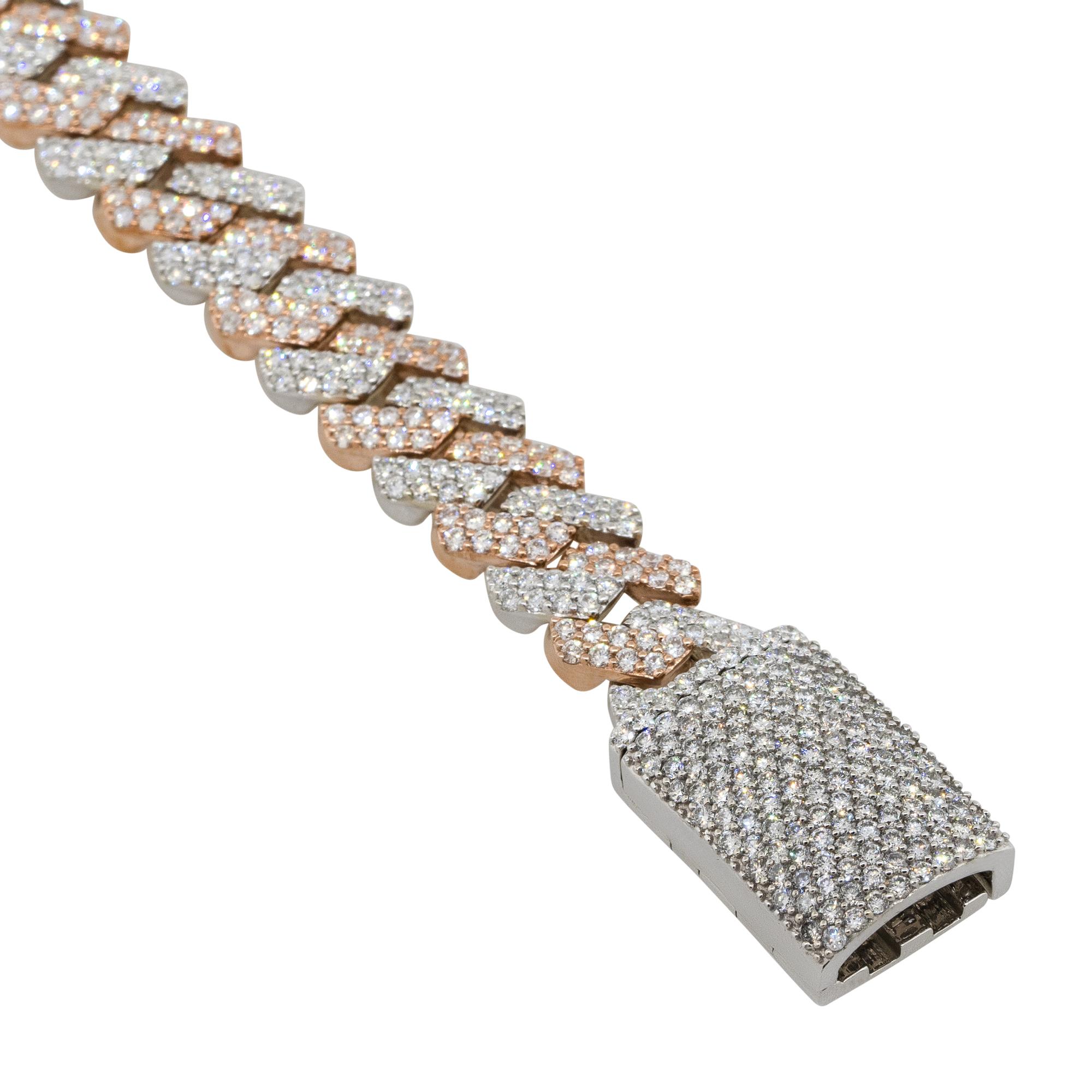 7,57 Karat Diamant-Pavé-Kubanisches Kettenarmband 10 Karat auf Lager im Zustand „Neu“ im Angebot in Boca Raton, FL