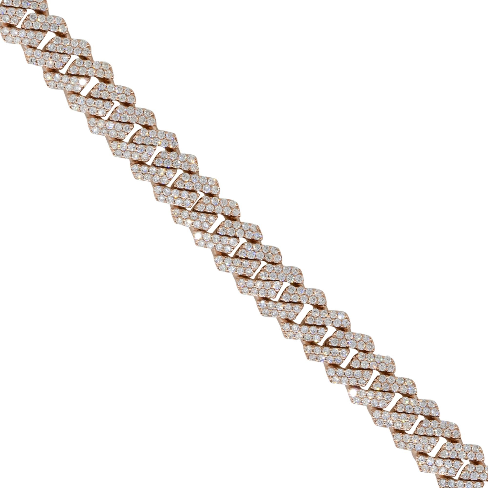 7,57 Karat Diamant-Pavé-Kubanisches Kettenarmband 10 Karat auf Lager im Angebot 4